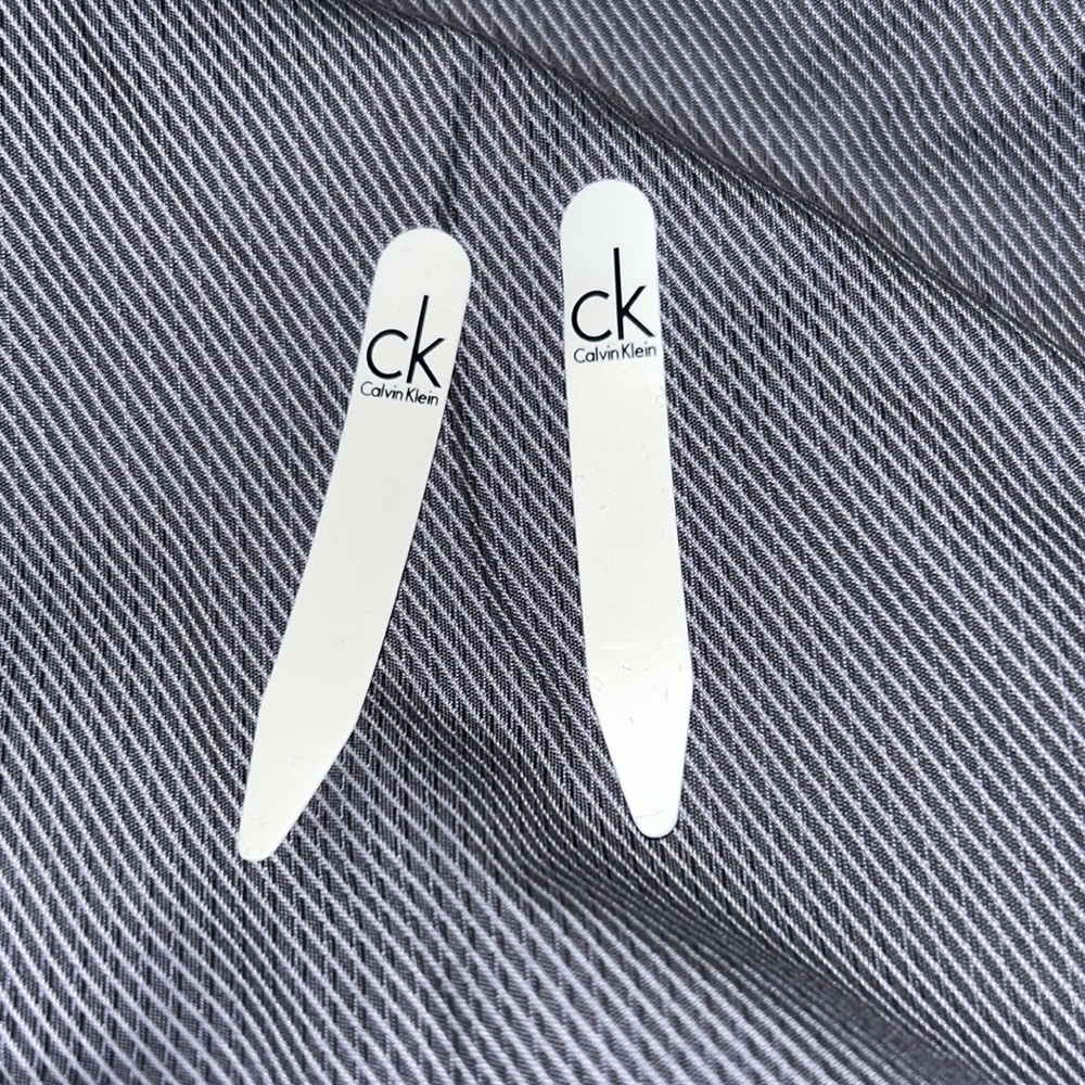 Men’s Calvin Klein Shirt 16 32-33 Pinstriped Long Sleeve Button Down Gray - Picture 7 of 8